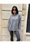Women's Anthracite Crew Neck Oversize Loose Knit Sweater