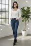 Basic Square Neck Long Sleeve Black Bodycon Fit Knit Blouse - 2