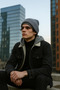 Men's Fur-Lined Winter Hooded Black Denim Coat - 4