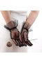 Short length black polka dot tulle gloves with lace trim - black - 5