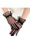 Short Length Lycra Laced Adult Tulle Gloves Black Color - 2