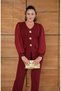 Women's Plus Size V-Neck Chiffon Sleeve Brooch Detail Evening Dress Suit 25063 - 7