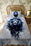 100% Cotton Navy Blue King Lion Patterned Single Pike Set - 3