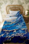 100% Cotton Gold Veined Blue Granite Patterned Single Pike Set - 3