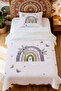 100% Cotton Purple Floral Butterfly Rainbow Patterned Single Pike Set - 2