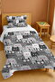 100% Cotton Gray Cats Patterned Single Pique Set