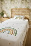 100% Cotton Green Rainbow Patterned Single Bedspread Set - 5