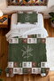 100% Cotton Checkered Forest Design Single Bedspread Set - 4