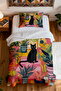 100% Cotton Botanical Cat Patterned Single Pike Set in the Room - 4