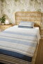 100% Cotton Glitter Blue Silver Stripes Patterned Single Pique Set - 5