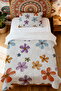 100% Cotton Hippie Daisy Patterned Twin Bedspread Set - 2