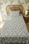 100% Cotton Mint Green Leaves Patterned Single Pique Set - 3