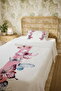 100% Cotton Pink Striped Butterfly Dream Patterned Single Pique Set - 5