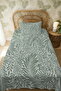 100% Cotton Green Intricate Bohemian Leaves Patterned Single Pique Set - 3