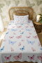 100% Cotton Pink Blue Butterflies Patterned Single Pique Set - 3