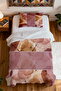 100% Cotton Pink Textured Leaves Patterned Single Pique Set - 4