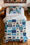100% Cotton Leaf Print Patterned Single Bedspread Set - 4