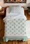 100% Cotton Nostalgic Garden Designed Single Bedspread Set - 4