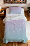 100% Cotton Pink Blue Transitional Hearts Patterned Single Pique Set - 4