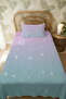 100% Cotton Pink Blue Transitional Hearts Patterned Single Pique Set - 3