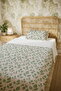 100% Cotton Mint Green Leaves Patterned Single Pique Set - 5