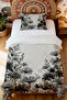 100% Cotton Gray Green Botanical Patterned Single Pique Set - 2