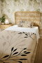 100% Cotton Black Leaves Patterned Single Pique Set - 5