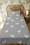 100% Cotton Gray Polka Dot Butterflies Patterned Single Pike Set - 3
