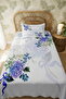 100% Cotton Purple Lilac Patterned Single Bedspread Set - 3