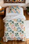 100% Cotton Colorful Botanical Leaves Patterned Single Pique Set - 4