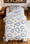 100% Cotton Blue-Coral Paisley Patterned Single Pike Set - 4