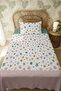 100% Cotton Pastel Wildflowers Patterned Single Pique Set - 3