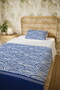 100% Cotton Navy Blue Seashells Patterned Single Pike Set - 5