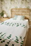 100% Cotton Green Eucalyptus Leaf Patterned Single Bedspread Set - 5