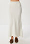 Wool Blend Sweater Skirt Knit Set LKİ0039 ECRU - 6