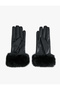 Faux Fur Detailed Faux Leather Gloves - 2