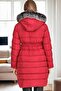 Z6690 Fur Hooded Coat-Red-1 - 2