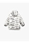 Fleece Lined Patterned Long Sleeve Hooded Coat - 2