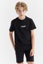 Men's Waffle Fabric T-Shirt with Letter Print Detail