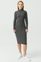 Women's Zippered Collar Corded Fabric Dress - 2