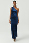 Women's One Shoulder Detailed Velvet Dress - 4