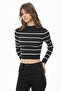 Women's Striped Crop Sweater - 4