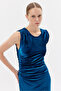 Women's Draped Velvet Dress - 6