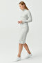 Women's Zippered Collar Corded Fabric Dress - 4