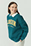 Women's Shirt Collar Printed Sweat Top - 6