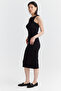 Women's Halter Neck Corded Fabric Dress - 3