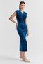 Women's Batwing Sleeve Detailed Velvet Dress - 6