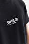 Men's Waffle Fabric T-Shirt with Letter Print Detail - 7