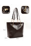 Crinkled Textured Brown Shk256 Faux Leather Zippered Single Compartment Chain Strap Hand, Arm, and Shoulder Bag - 4
