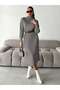 Half Turtleneck Fit Cut Long Knit Dress